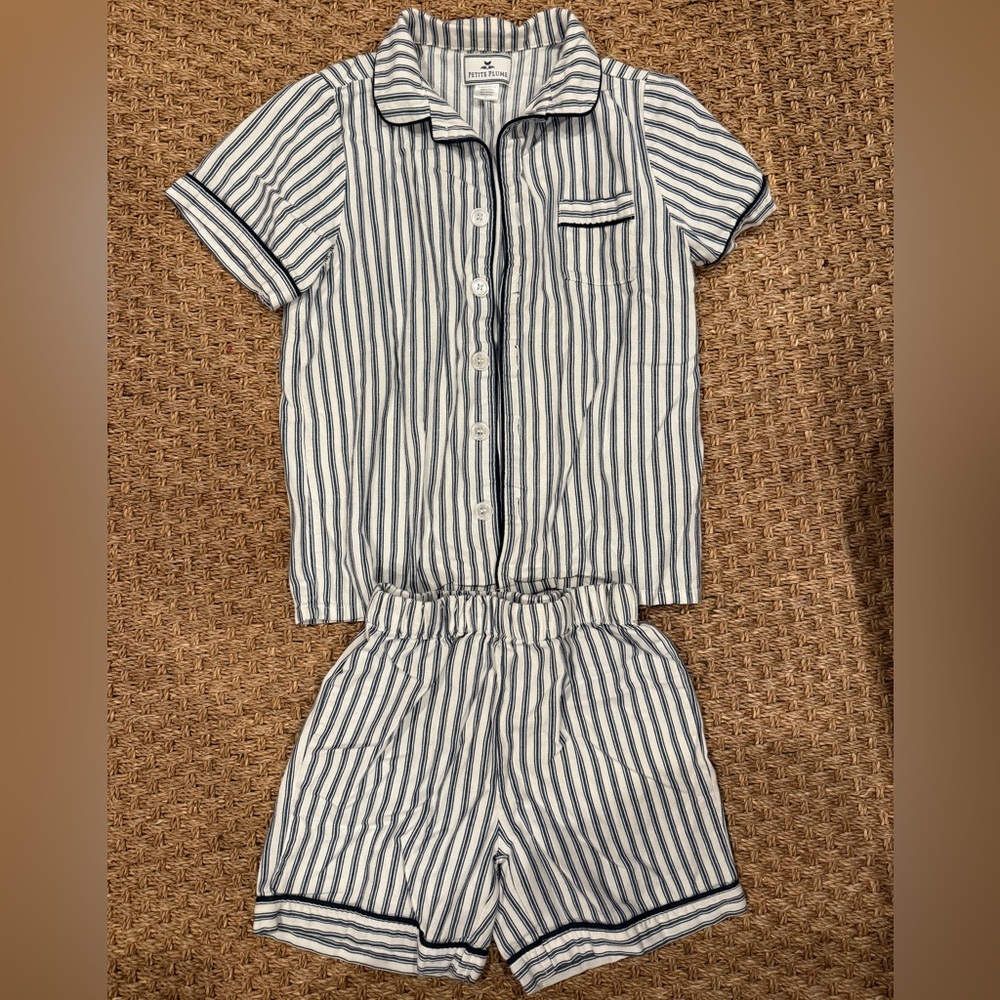 Petite Plume Striped Short Sleeve Pajama Set Size 6